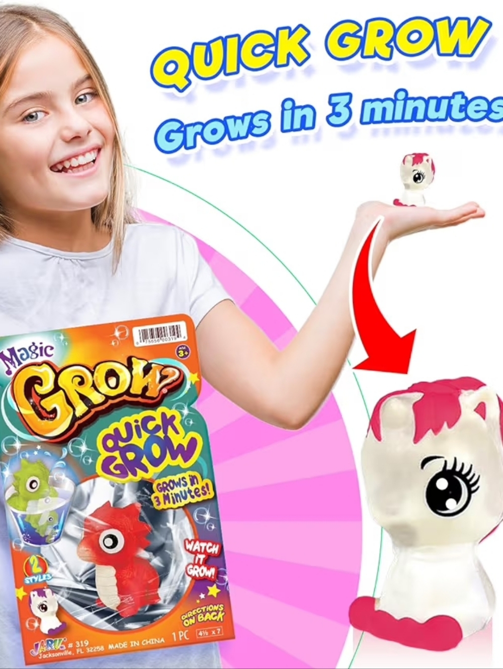 JA-RU Magic Grow Squishy Fidget Toy (1 Blind Bag) Place in Water & Grows Quick